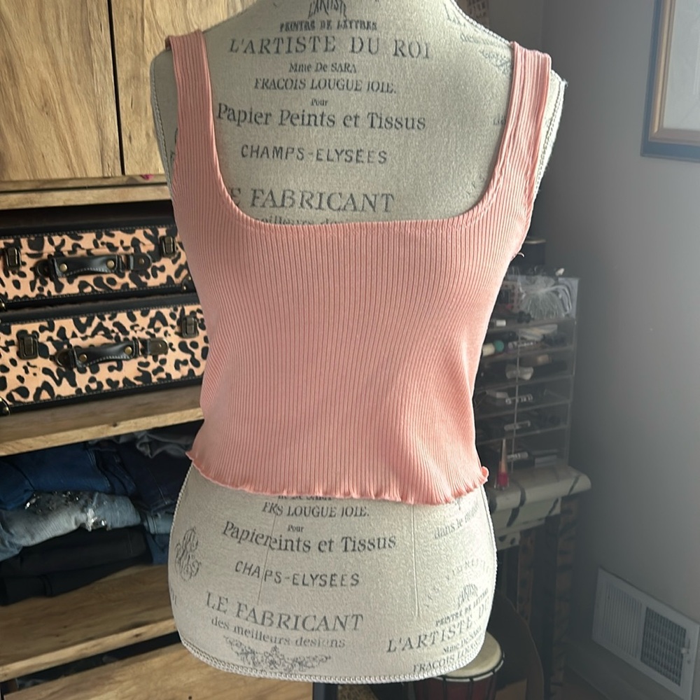 Forever 21 Peach Ribbed Crop Top - Large